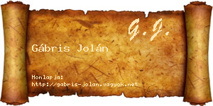 Gábris Jolán névjegykártya